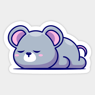 Cute mouse sleeping cartoon illustration Sticker